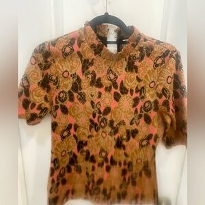 Anthropologie Pink and Brown Floral womans Top